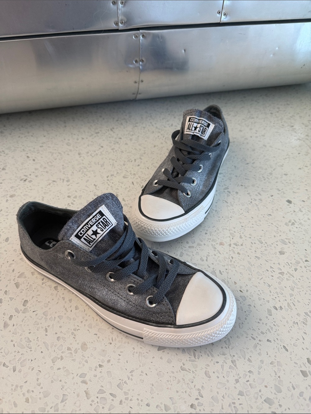 Converse All Star Dark Gray Canvas Low Top Sneakers Women's Size 6W Like New
